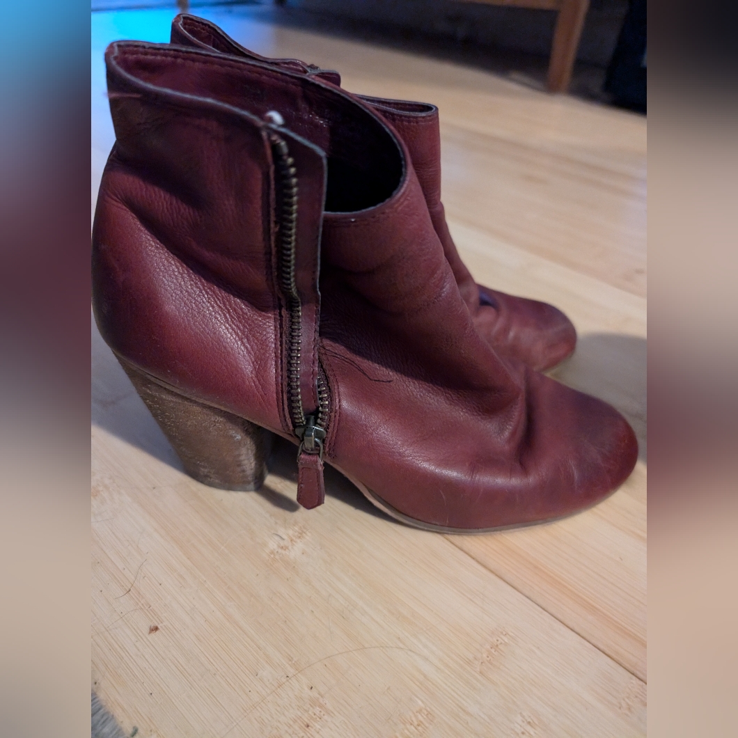 Vintage Red Leather Heeled Boots